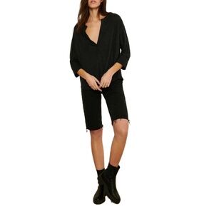 ba&sh Women's Blackstone Frayed Hem Brune Cutoff Denim Bermuda Shorts Size‎ 0